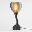 The Nimbus lamp in Blackout in front of a white background. A fully dimmable modern lamp turned on.